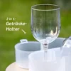 2 in 1: Plastik Weinglas mit Getränkehalter-Box