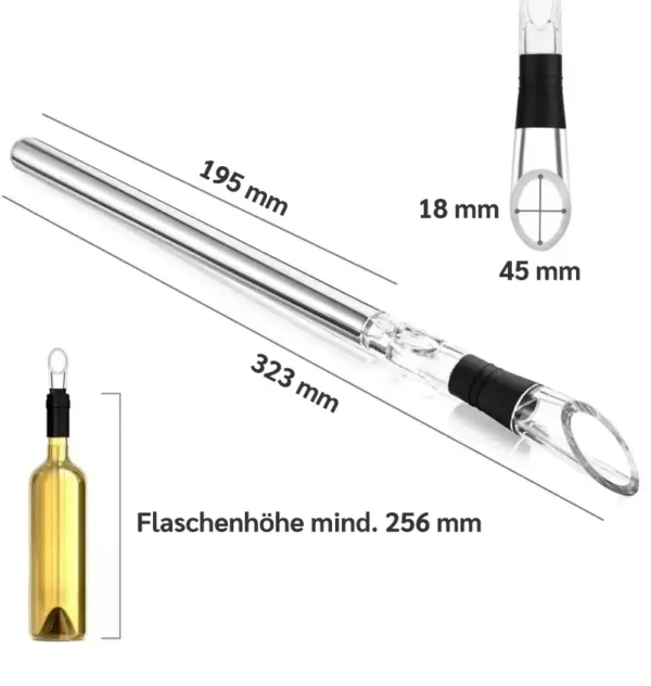 Weinkühlstab Maße und Mindestgröße